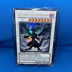 Yugioh Card Infernity Doom Dragon Card Dark Type Monster 1st Edition Shiny 1996